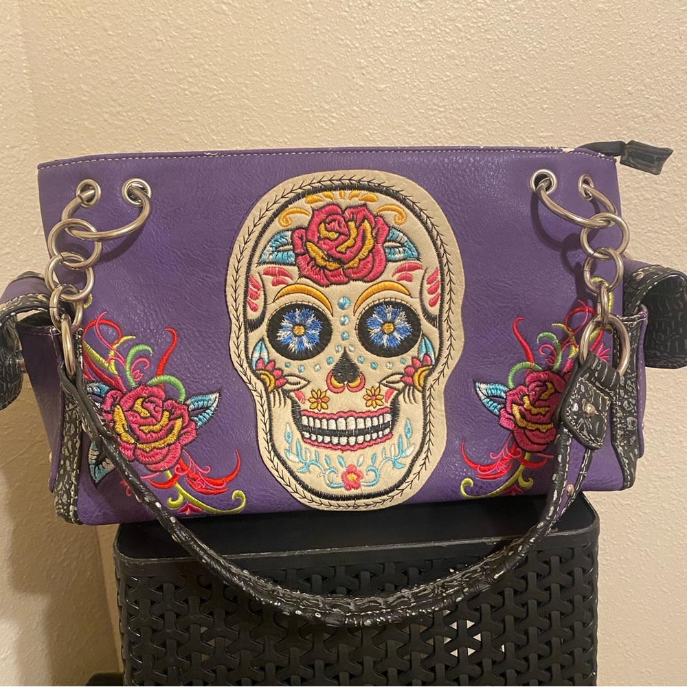 Sugar Skull Purple Purse